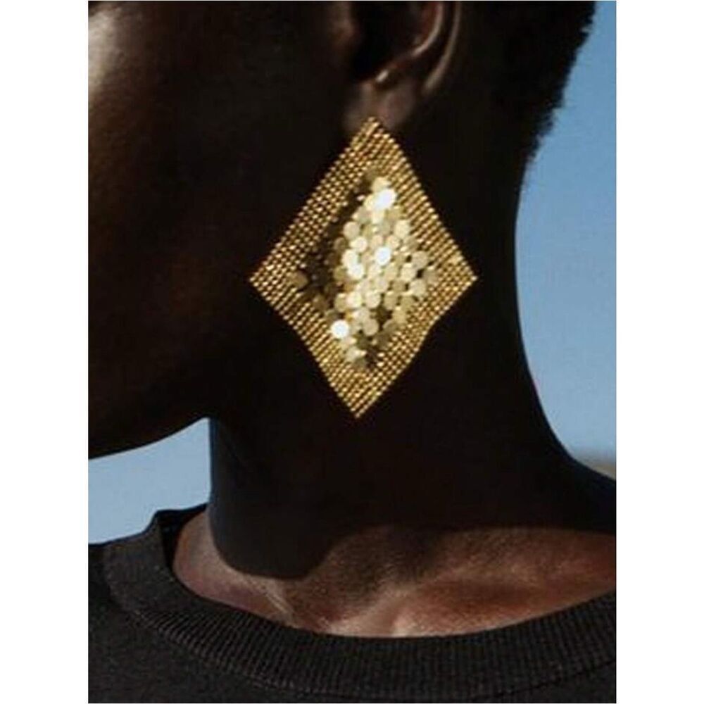 Gold Square Drop Earrings A1680